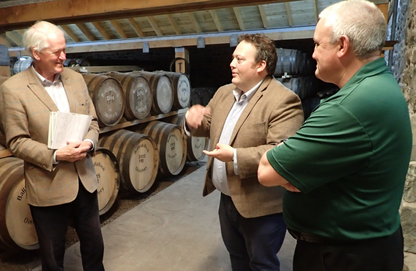 Jamie in a whisky distillery